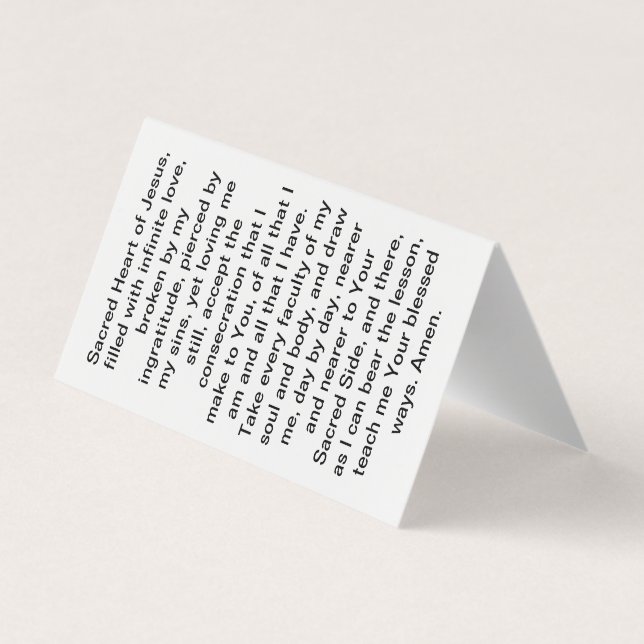 Förvirring av Helig-hjärtkärlkortet Visitkort (Baksida)