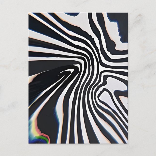 Förvrängd Linje Konst Prismatisk Glitch Vykort (Framsida)