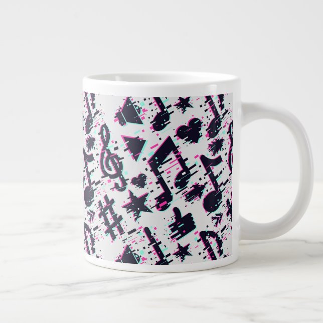 Förvrängd Musik noter & Hearts Mönster Jumbo Mugg (Höger)