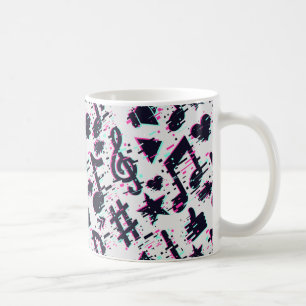 Förvrängd Musik noter & Hearts Mönster Kaffemugg