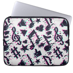 Förvrängd Musik noter & Hearts Mönster Laptop Fodral