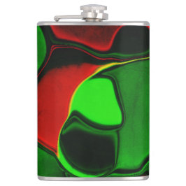 Förvrängda och främmande former, rött och grönt fä fickplunta