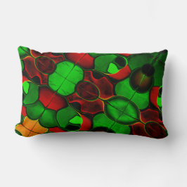 Förvrängda och främmande former, rött och grönt fä lumbarkudde