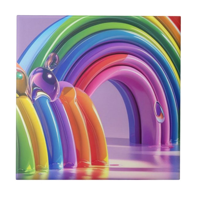 Förvrängda regnbågar kakelplatta (Framsidan)
