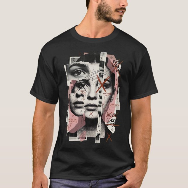Förvrängt Porträtt Collage T Shirt (Framsida)
