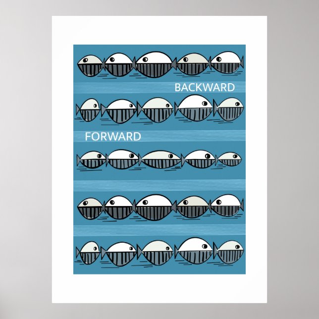 Forward and Backward – Minimal Fish Pattern Poster (Framsidan)