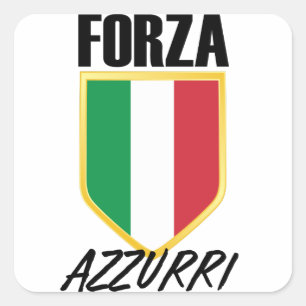 Forza Azzurri Italien Flagga Soccer Fyrkantigt Klistermärke