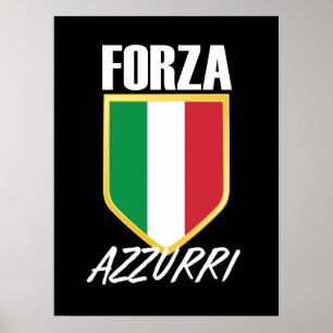 Forza Azzurri Italien Flagga Soccer Poster