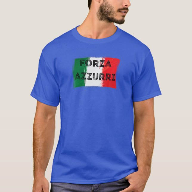 Forza Azzurri, Italien Football Soccer Italia Flag T Shirt (Framsida)