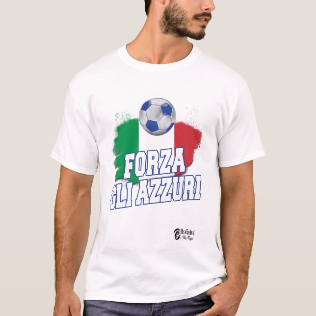 Forza Gli Azzuri Version 1 White T Shirt (Framsida)