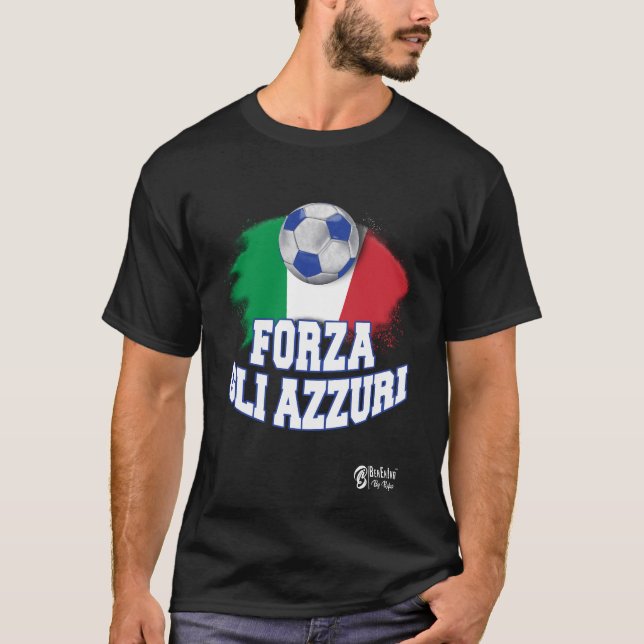 Forza Gli Azzuri Version 2 Black T Shirt (Framsida)