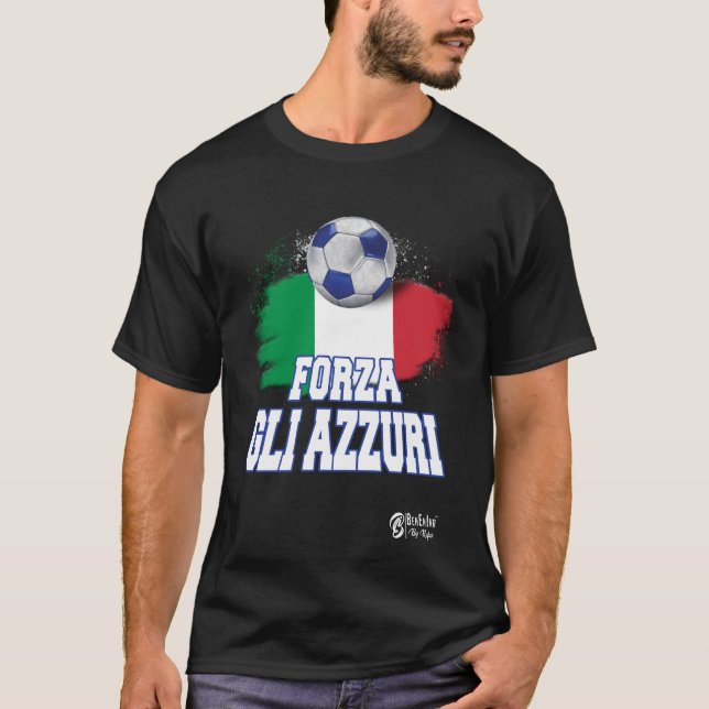 Forza Gli Azzuri Version 3 Black T Shirt (Framsida)