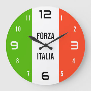 Forza Italia – Italiensk flaggväggsklocka Stor Klocka