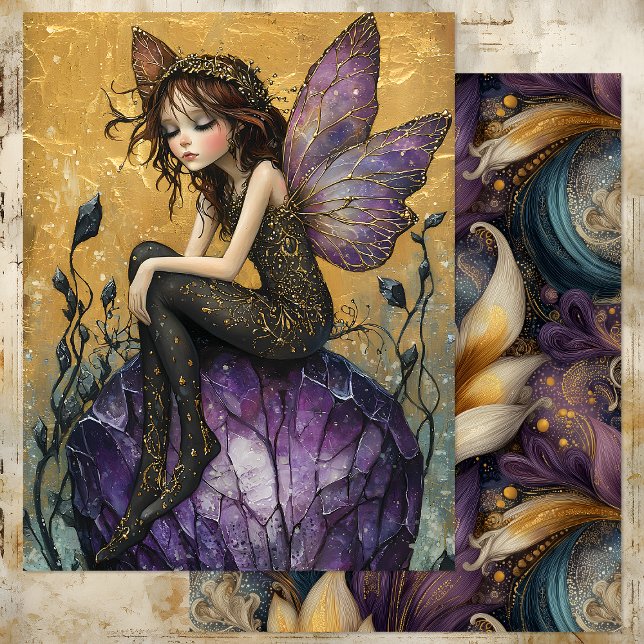FÖRZAENDE KRISTALLFAÉ I LILA OCH GULD (ENCHANTING CRYSTAL FAIRY IN PURPLE AND GOLD)