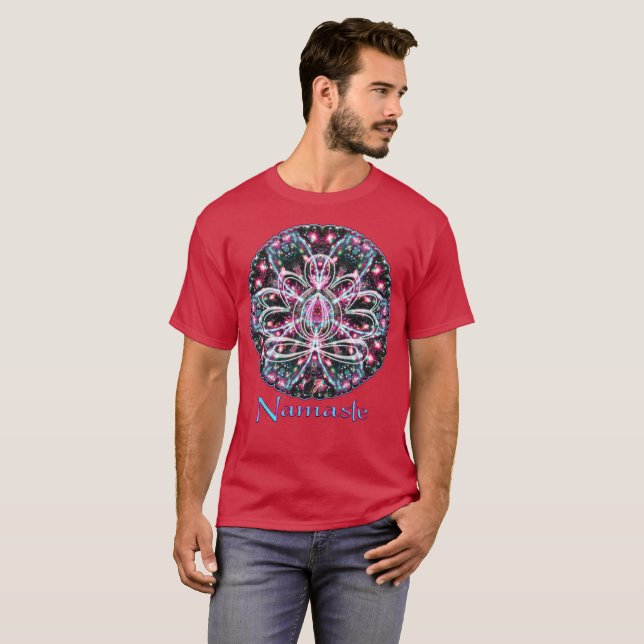 Fosforescens Zen Lotus Namaste T Shirt (Hel framsida)