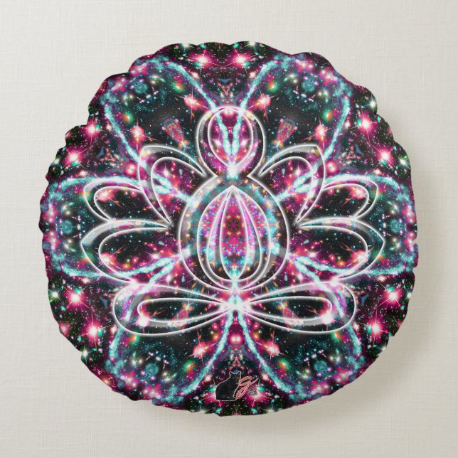 Fosforescens Zen Lotus Round Pillow Rund Kudde (Framsidan)