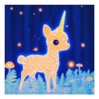Fosforescent Golden Fawnicorn Fototryck
