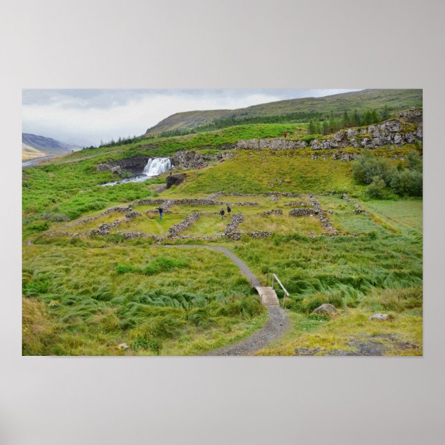 Fossarrett vattenfall, Island Poster (Framsidan)