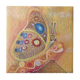 Fossil av fjäril Art Painting Ceramic Photo Tile Kakelplatta