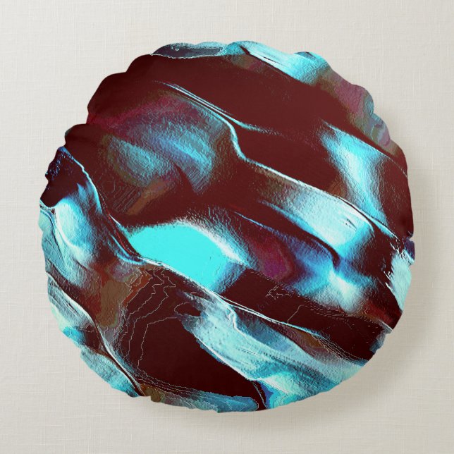 Fossil eller metall, i brun till cyangradient rund kudde (Framsidan)