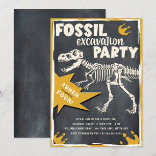 Fossil Excavation Dinosaur-Födelsedagsfest Inbjudningar