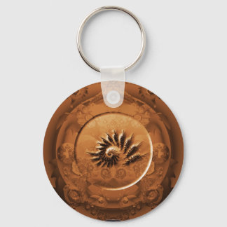Fossil fractal spegel nyckelring