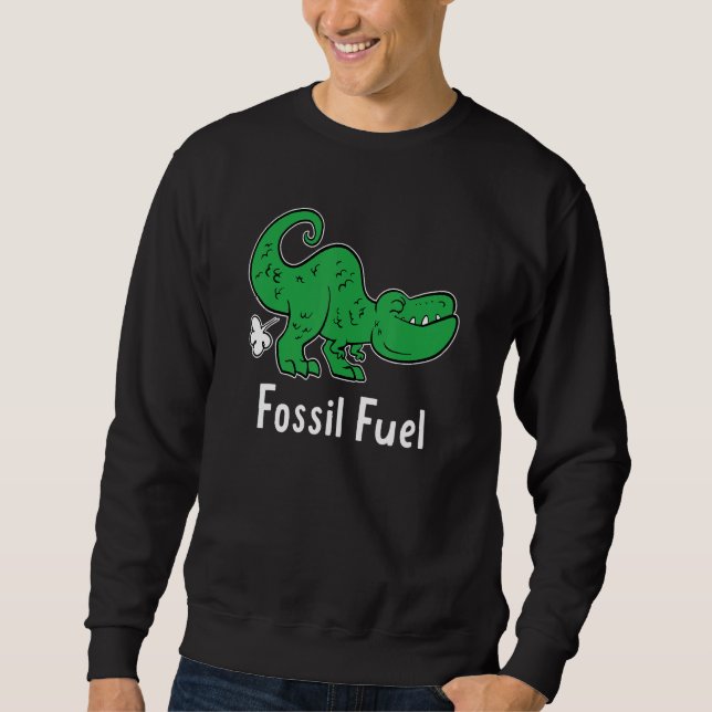 Fossil Fuel Fun Pun  Farting Dinosaur Dino Fart Jo Lång Ärmad Tröja (Framsida)