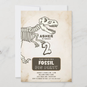 Fossil Gräv Dinosaur-Födelsedagsfest Inbjudningar