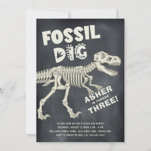 Fossil Gräv Dinosaur-Födelsedagsfest Inbjudningar