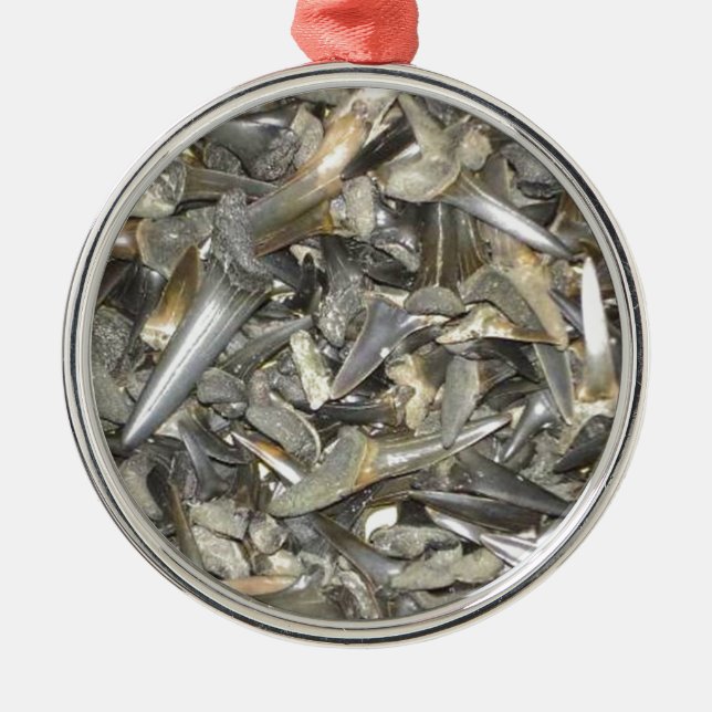 Fossil- hajtandmönster julgransprydnad metall (Framsidan)