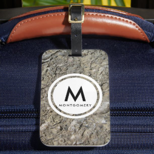 Fossil Hash Limestone Monogram Bagagebricka