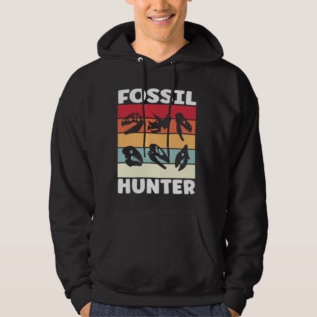 Fossil Hunter Paleontolog Prehistorisk Hoodie (Framsida)