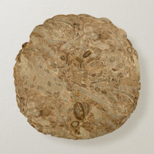 Fossil- Look för brun marmor Rund Kudde