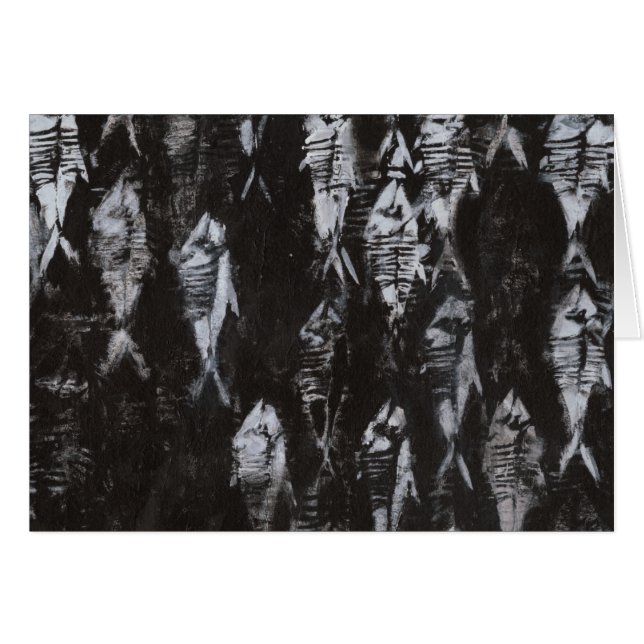 Fossil White Fish on Black Background Hälsningskort (Framsidan Horizontal)