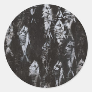 Fossil White Fish on Black Background Runt Klistermärke