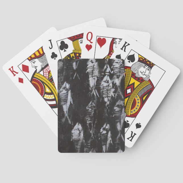 Fossil White Fish on Black Background Spelkort (Baksidan)