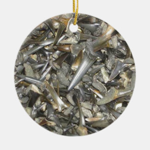 Fossilhajtänder mönster julgransprydnad keramik