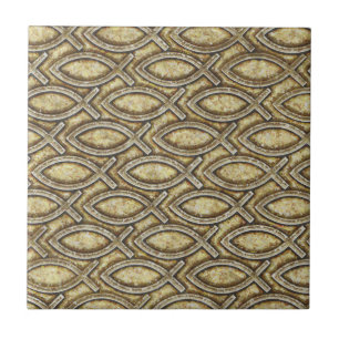 FOSSILIZED JESUS FISK KAKELPLATTA