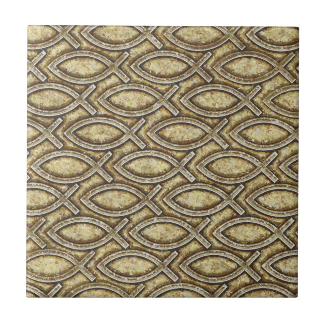 FOSSILIZED JESUS FISK KAKELPLATTA (Framsidan)