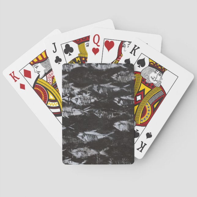 Fossilvit fisk i svart bakgrund kortlek (Baksidan)