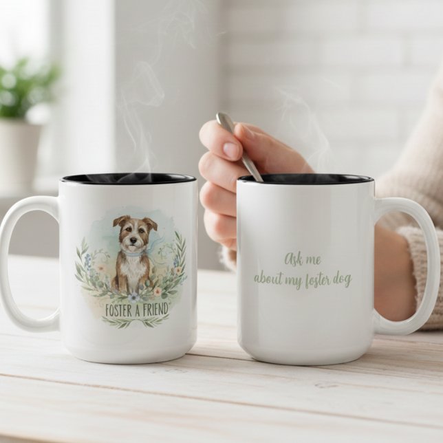 Foster a Friend Mug – Rescue Pet Gift Två-Tonad Mugg (Dog foster advocate coffee mug)