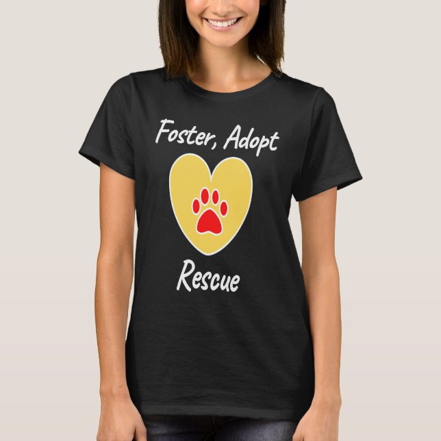 Foster antar Rädding med Guld Heart och Red Pawpri T Shirt (Framsida)