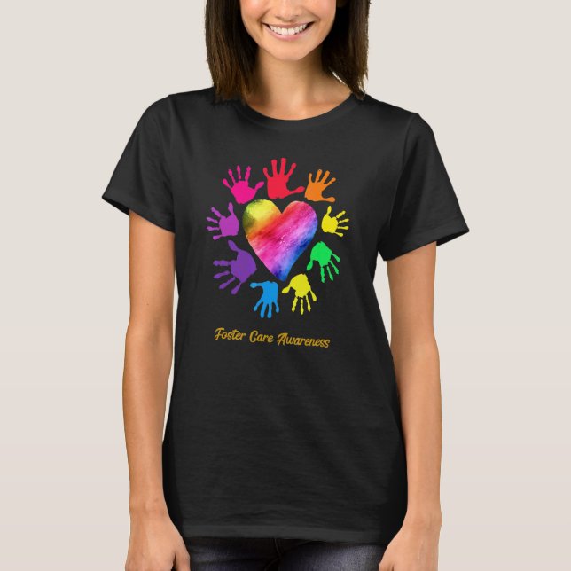 Foster Care Awareness Händer Foster Care T Shirt (Framsida)