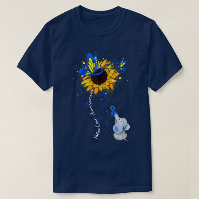 Foster Care Awareness Sunflower Elephant Men Women T Shirt (Design framsida)