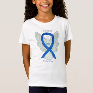 Foster Care Blue Awareness Ribbon Angel Shirt T