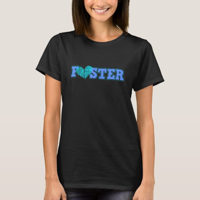 Foster Care Heart Kärlek adopterade barnfosterförä T Shirt (Framsida)