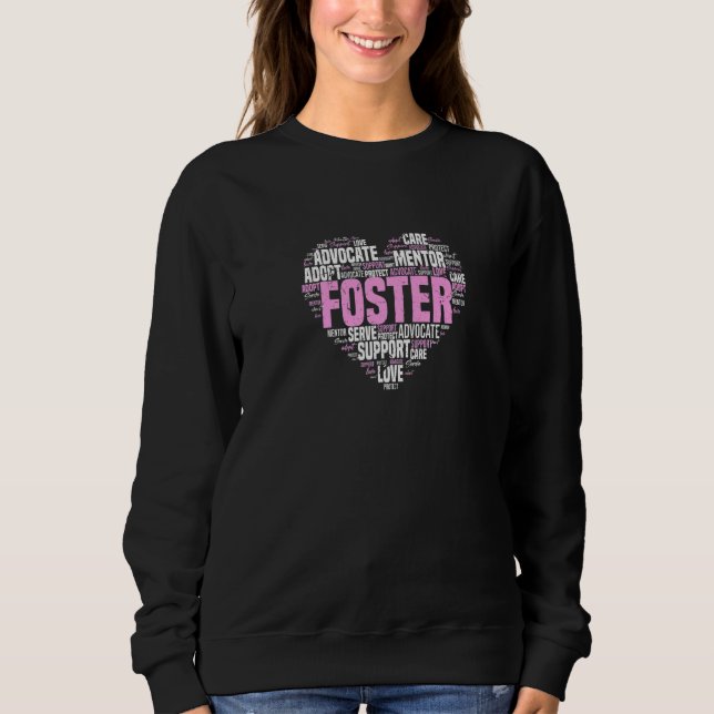 Foster Care Word Cloud Heart Cute Foster Parents T Shirt (Framsida)