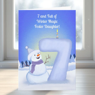 Foster Dotter Glad 7-årsdag Snömannen Kort