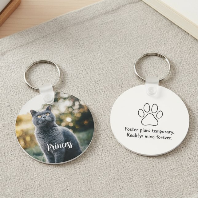 Foster Fail För Evigt Min Husdjur Tassavtryck Nyckelring (Custom Keychain for "Foster Fail" Cat Owners)