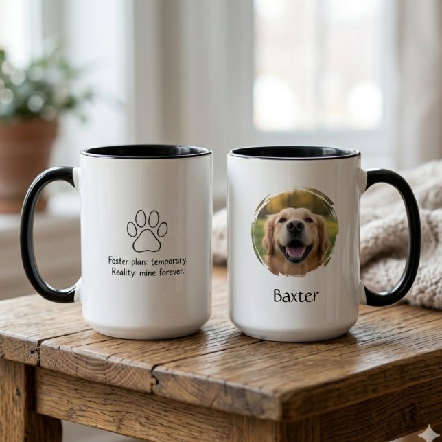 Foster Fail Tassfotograf Mugg (Sweet foster fail mug with a pet photo for a rescue mom celebrating a forever home.)